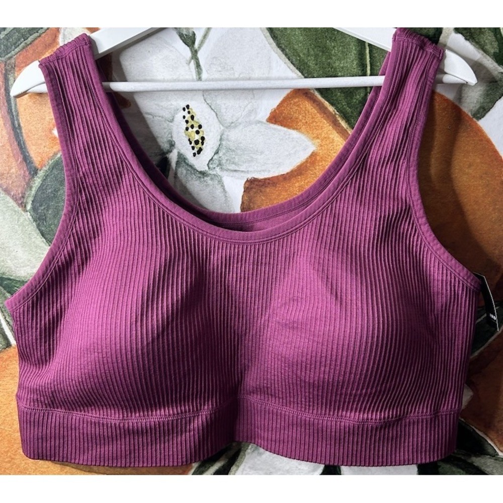 Torrid Womens Purple Ribbed Scoop Neck Seamless Wireless Sports Bra 4X NWT